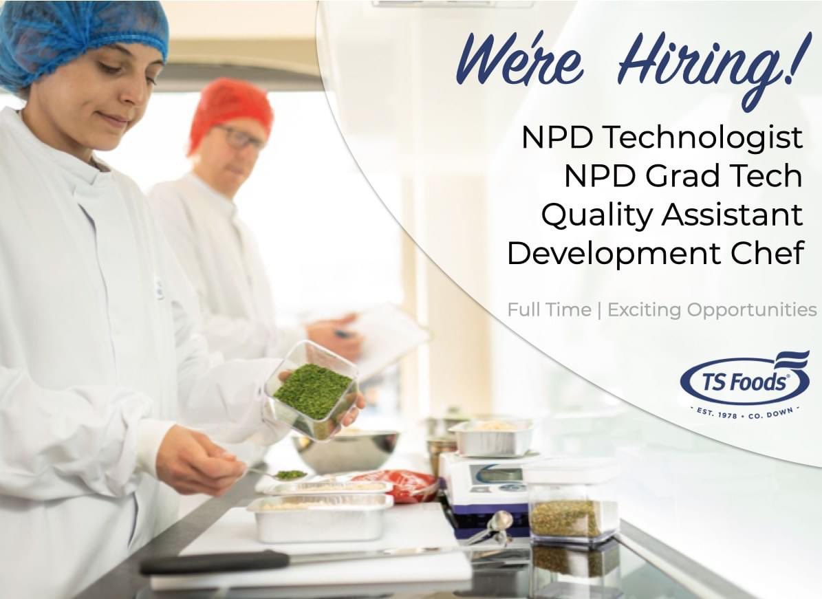 TSFoods's tweet photo. We’re hiring for a range of fantastic roles! Whether you’re starting out or looking to take the next step, our current openings provide the opportunity to work somewhere where you can develop your skills in an innovative environment.https://t.co/CTkQennKuz #jobsni #graduatejobs https://t.co/0vY8B47yD6