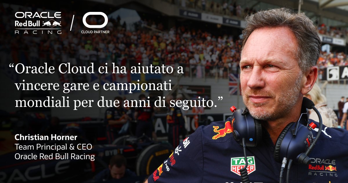 Leggi qui la notizia su come #OracleCloud aiuta <a href="/redbullracing/">Oracle Red Bull Racing</a> a vincere in #Formula1, in pista e con i fan oracle.com/it/news/announ…