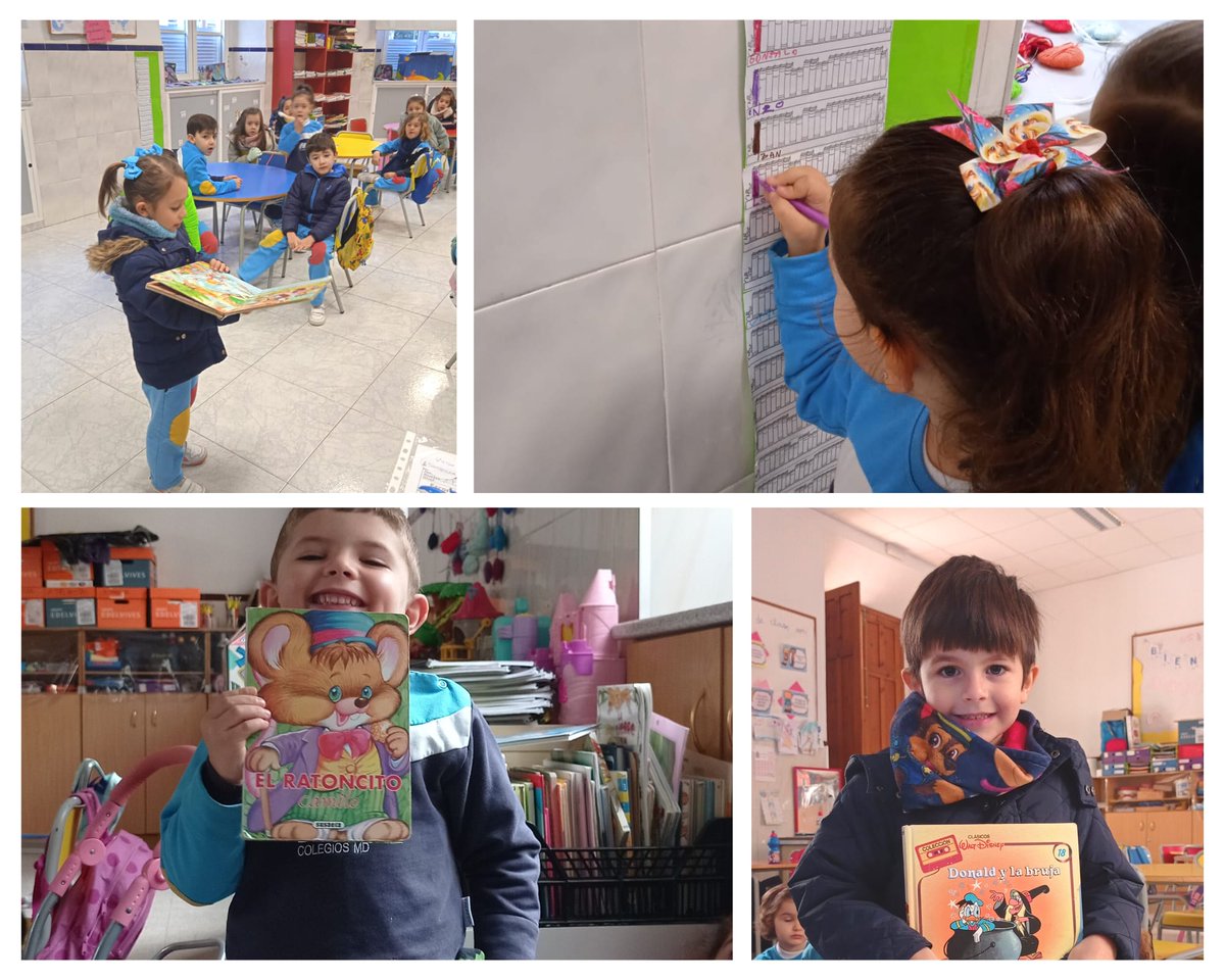 sjosemalaga's tweet photo. Los peques de 5 años han creado en clase una biblioteca y un lectómetro. Se llevan libros a casa y completan su lectómetro cuando lo acaban. https://t.co/zlYhrduoiz