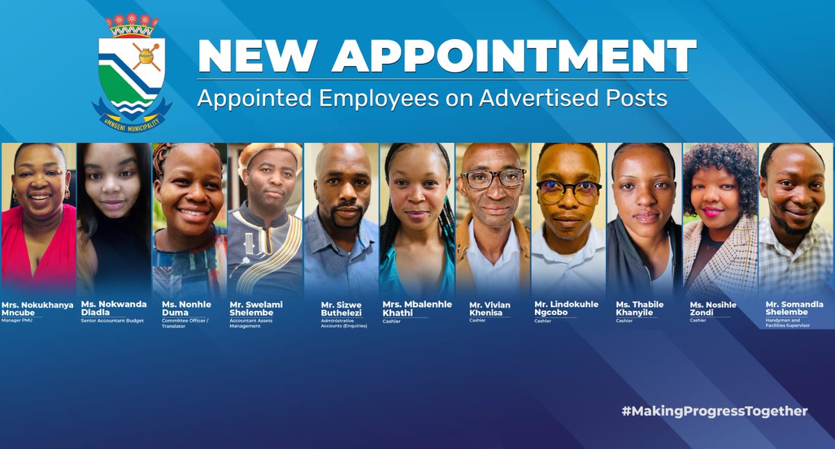 MayorPappas's tweet photo. On behalf of the uMngeni Municipality political leadership I would like to welcome all our new permanent staff appointments.  

Together we are making progress towards an ethical and capable municipality that serves all of our communities. https://t.co/lzxK46S8Ic