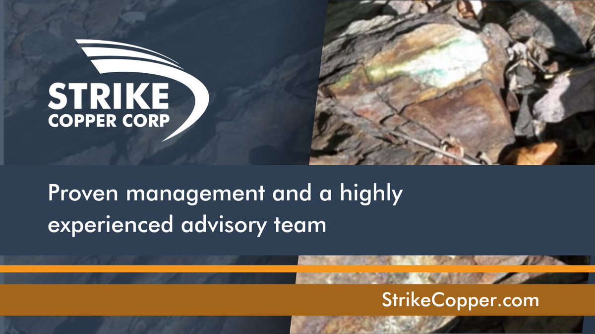 StrikeCopper's tweet photo. ✨ Highlight | Proven management and a highly experienced advisory team
Read more on our website » https://t.co/ow9Ht6XJL4  
#copperminig #miningandexploration #ontariomining https://t.co/u096mevhNv