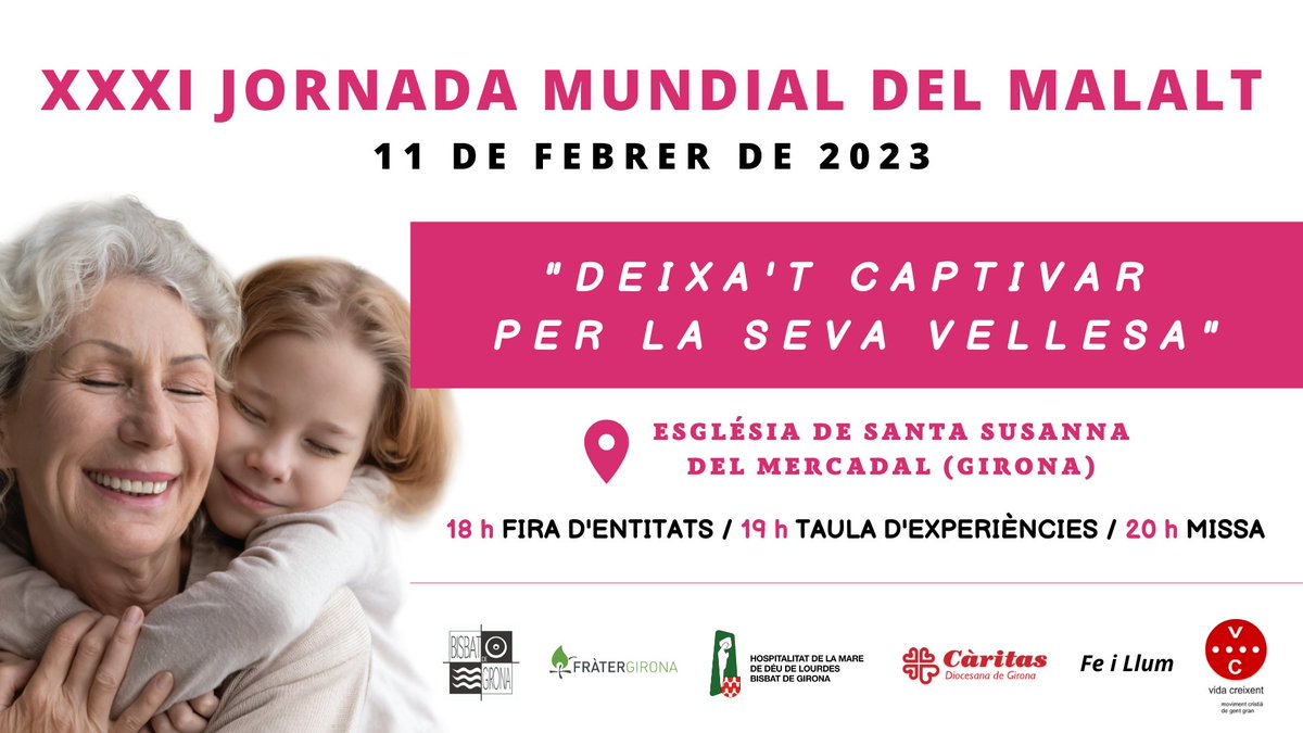 bisbatgirona's tweet photo. 📢 Aquest dissabte, 11 de febrer, Jornada Mundial del #Malalt. Us adjuntem el programa de la celebració diocesana, que tindrà lloc a l'església de Santa Susanna del Mercadal de #Girona. https://t.co/U9rQVIOraZ