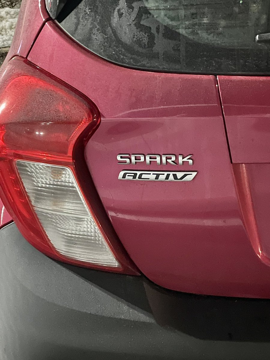 Car_Guy_Tom's tweet photo. Not sure I’ve ever seen a Spark Activ in the flesh. Someone from Chevy told me the take rate on the Activ trim level was just 2%. #Rare #forgotten #CarSpotter #SparkActiv https://t.co/fWWIg0KKBO