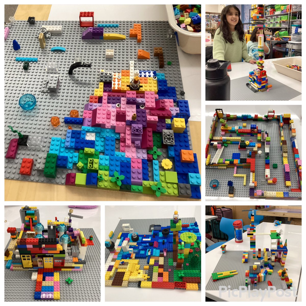EdenMosoff's tweet photo. #legomasters group collaboration builds during our 2nd/3rd grade #stemclub !  Ss worked hard to improve each build when it was their turn without taking apart previous builders’ work.  Can you spy the #stingray ?@LEGO_Education @BarbaraRose220 #stem220 https://t.co/p9nOKSbXBi