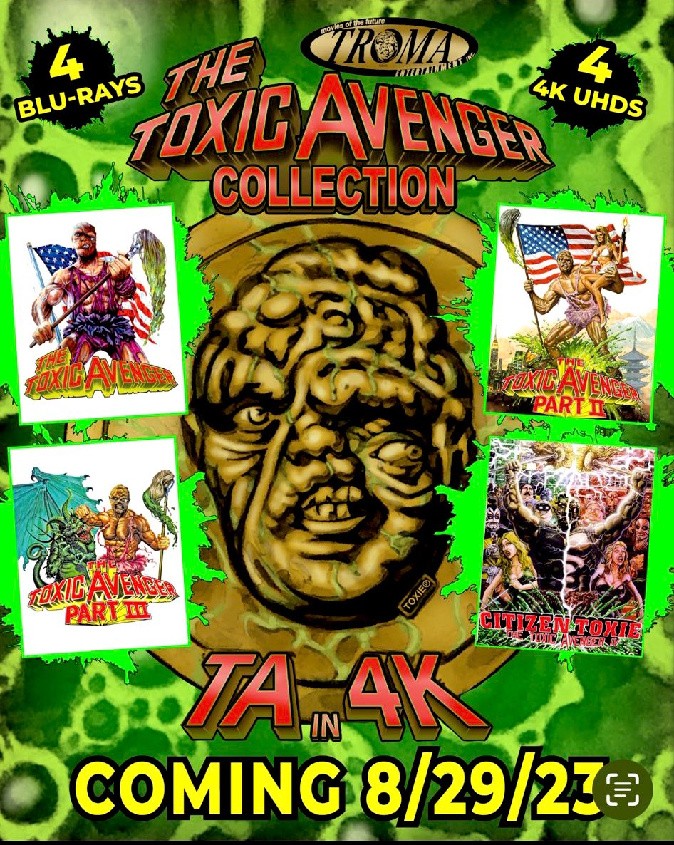***NEW TITLE ANNOUNCEMENT***
Coming to 4K UHD/Blu-ray on 8/29!

The Toxic Avenger Collection 4K UHD/Blu-ray!

MORE INFO TBA!

#FilmTwitter #4KUltraHD #Bluray #TheToxicAvenger #ToxicAvenger #Bluray #Troma #Cinema #Film #Movie #Movies
