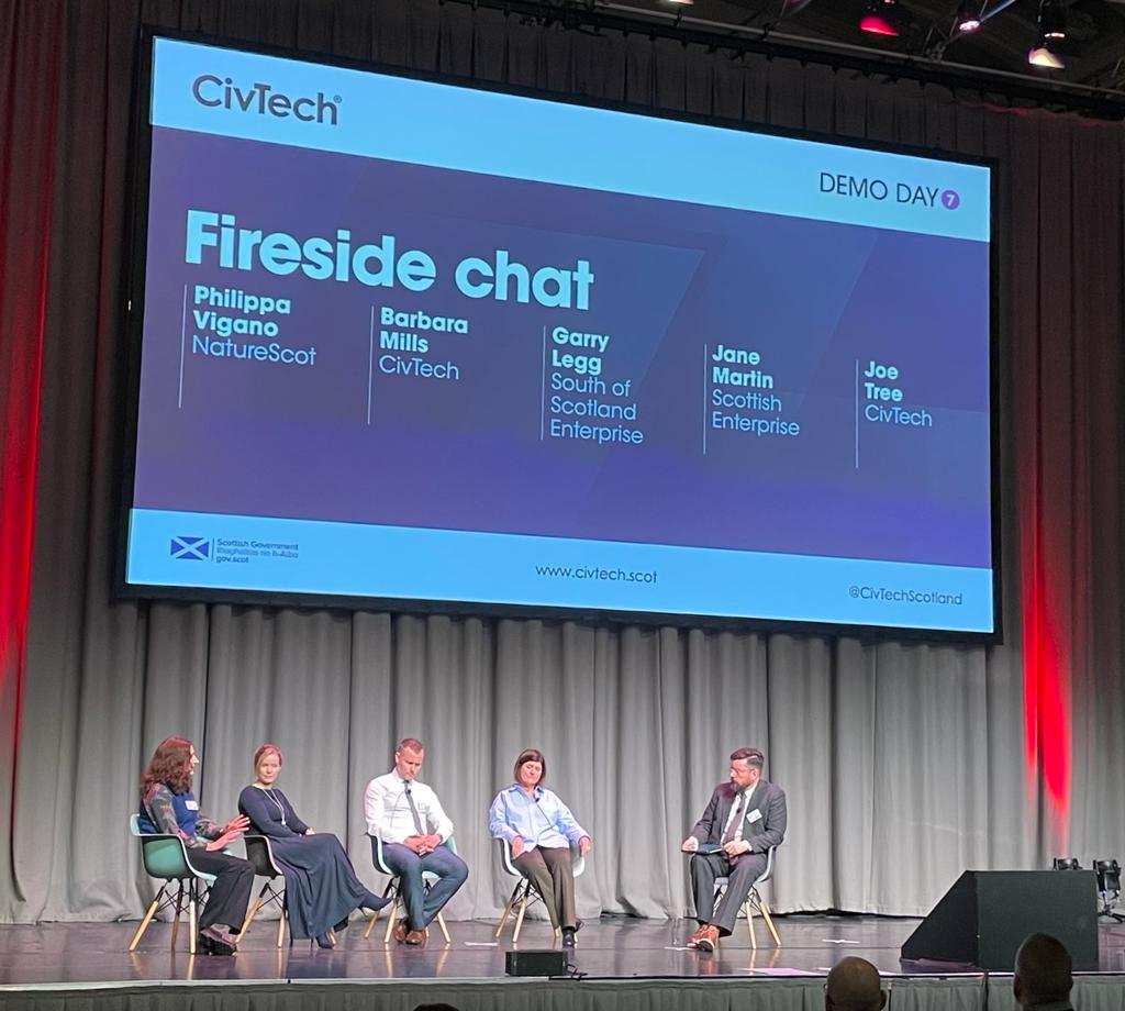 davidgenney's tweet photo. @nature_scot's very own @philippavigano on stage explaining how @CivTechScotland are helping drive Innovation for Nature. It's been fascinating to hear about such a wide range of projects. https://t.co/FjYrw05cXR