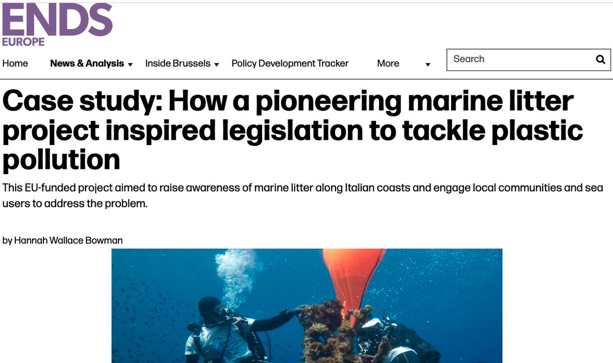 How a pioneering #marinelitter project inspired legislation to tackle plastic pollution - <a href="/CleanSeaLIFE/">CleanSeaLIFE</a>  on <a href="/ENDSEurope/">ENDS Europe</a>. 🙏 to all partners, and to  <a href="/LIFEprogramme/">LIFE Programme</a> and  <a href="/cinea_eu/">CINEA 🇪🇺</a> for your support #UnitedLIFEpeople #marinelitter
Read 👉endseurope.com/article/181239…