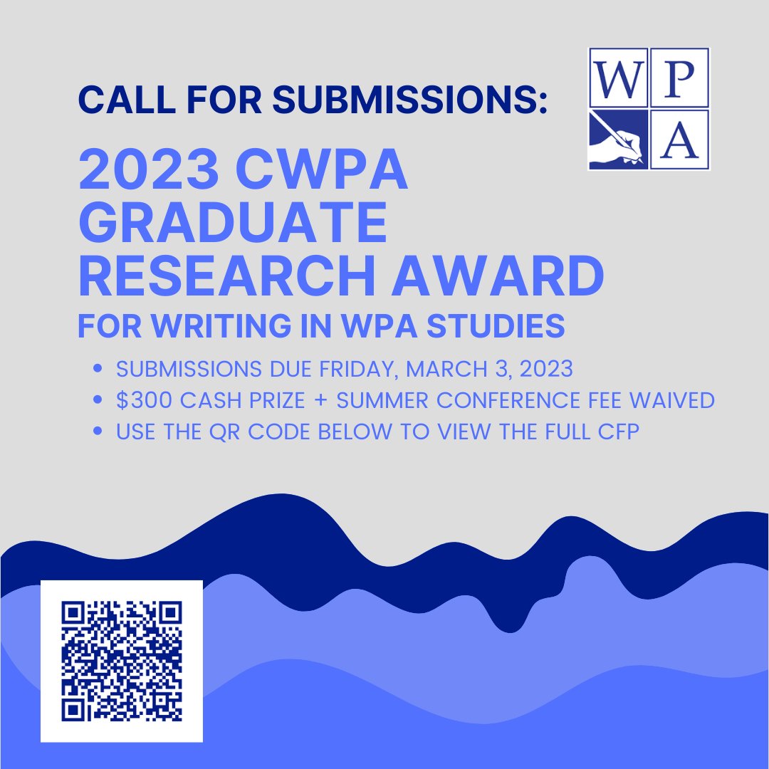 WPA_GO's tweet photo. There's still time to submit! Submissions are due March 3! #WPAlife #teamrhetoric #writingstudies #cwpa
https://t.co/F0iByIvNPT https://t.co/6a1grepXgK