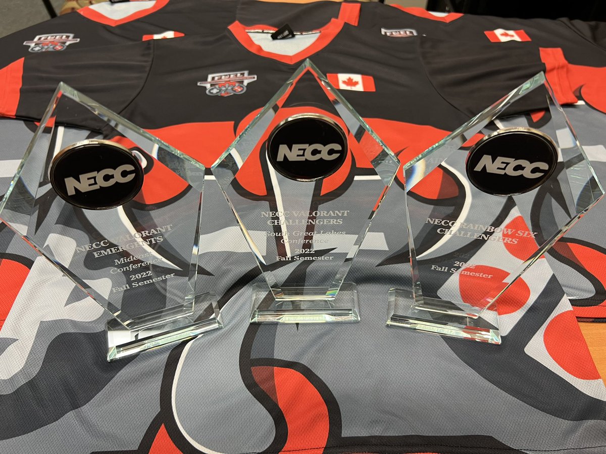Trophy day!!!
3 <a href="/neccgames/">NECC</a> titles last semester. 
Fanshawe Fuel for Valorant and R6 as well as Fuel Rising Valorant all get to hold this hardware high!