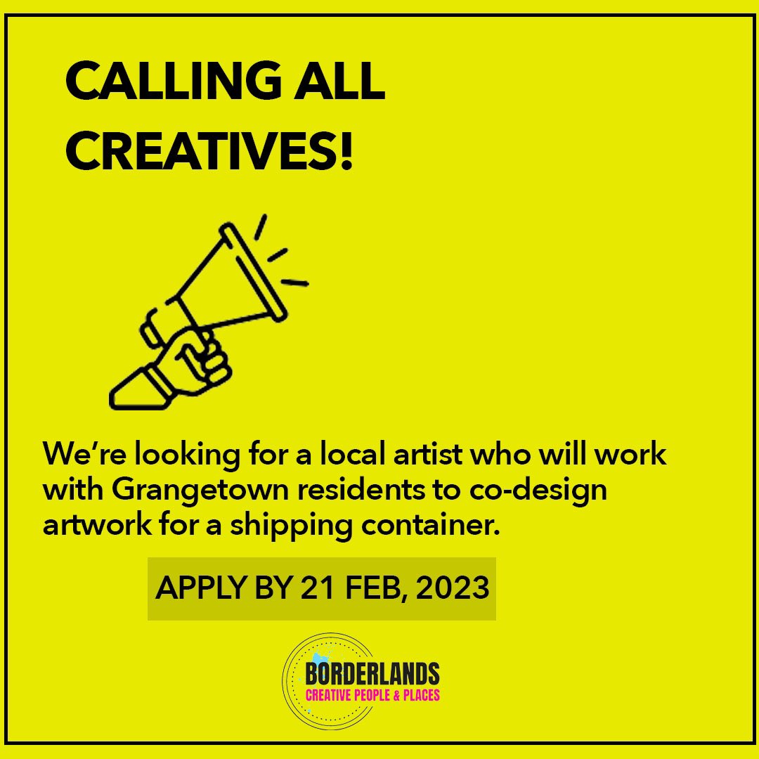 🎨Borderlands wants you to co-produce and co-create work with members of the community of Grangetown! 🔗More details contained in the brief docdro.id/B6QTek6 📥If you need further details please contact Emily at: e.treadgold@tees.ac.uk Application deadline: 21st Feb.