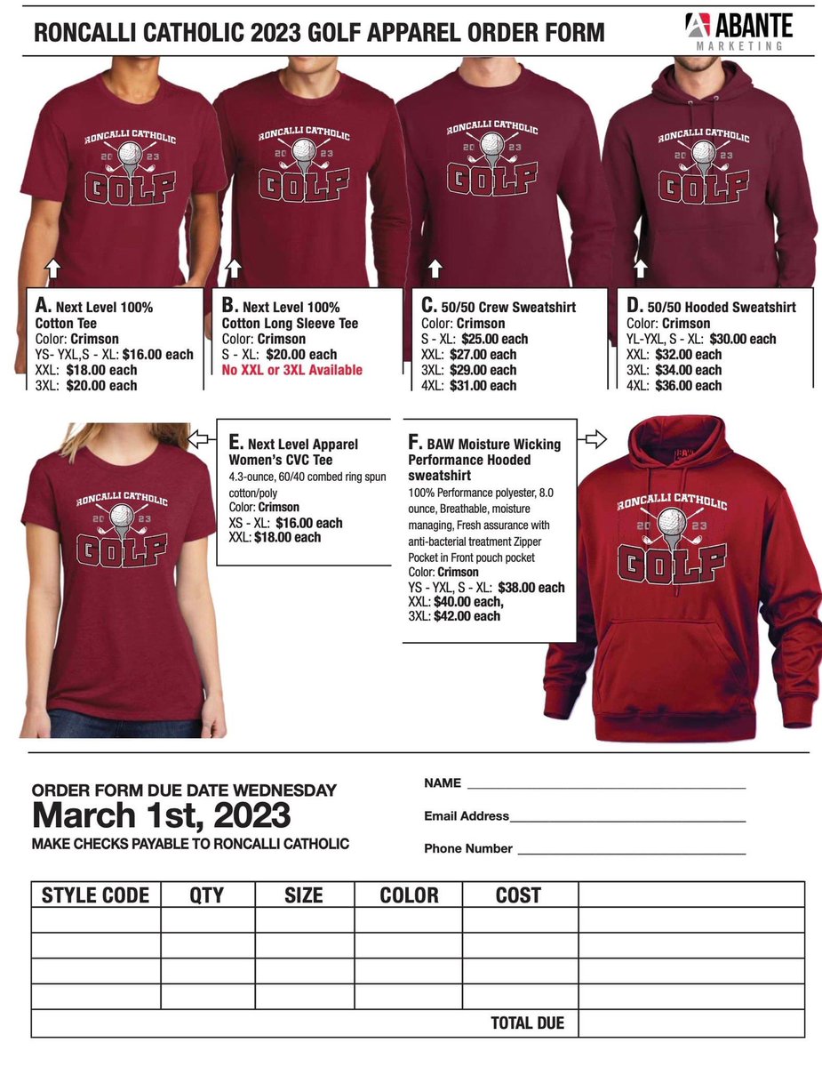 Crimson Pride Fans: The boutique is offering golf apparel for the spring season!  Hard copy order forms should be turned into the school office by March 1. 🦁⛳️ #RollPride