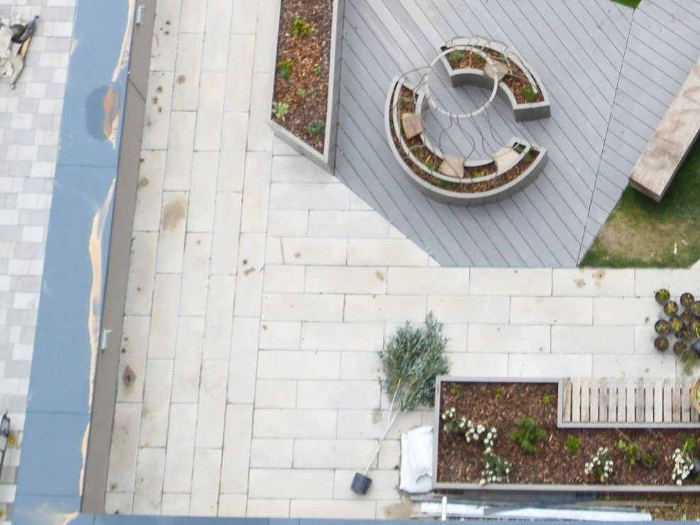 AllenPyke's tweet photo. @DesignMuseum Photo of one of our roof garden designs being built. Spot the rolls of turf and tree ready to be planted! #landscapearchitecture https://t.co/QttSZrIJkF