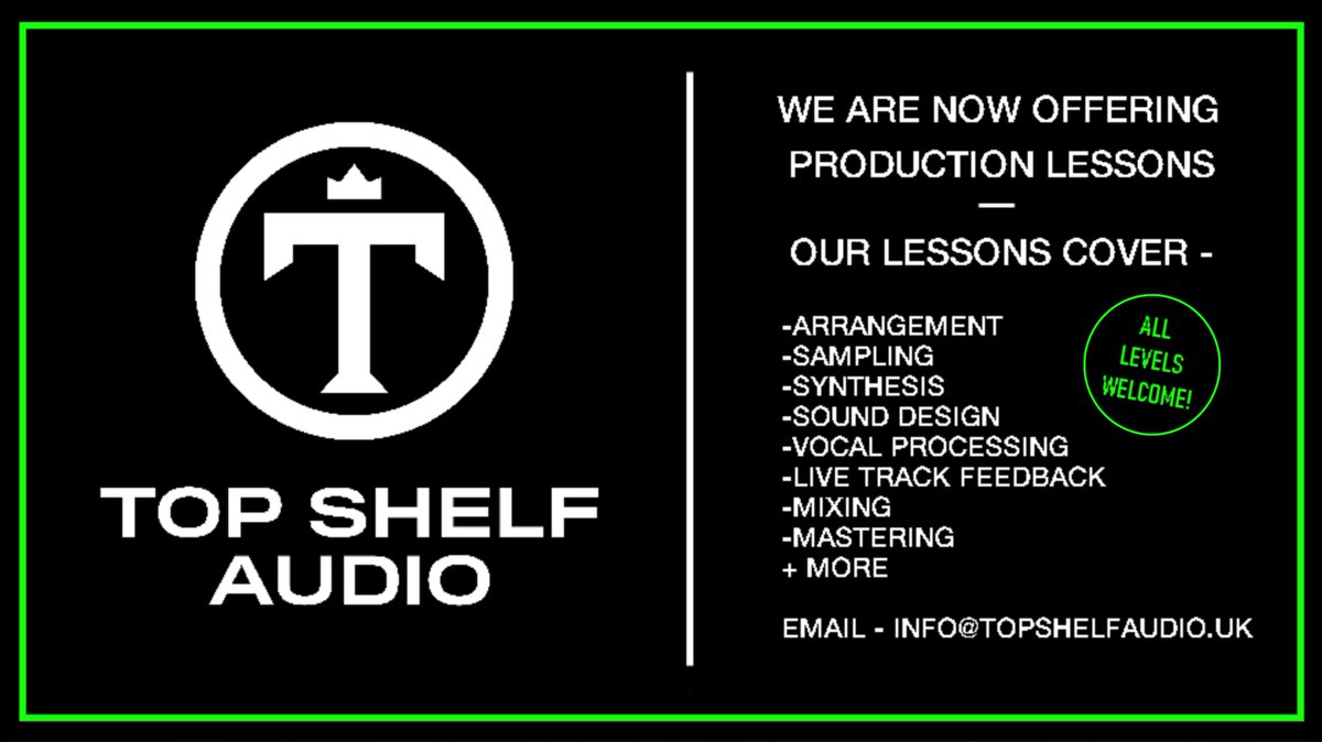 Deadbeat UK (@ddbtuk) on Twitter photo Now doing production lessons via discord!
All sessions locked in today are half price!
For more info email - info@topshelfaudio.uk Now doing production lessons via discord!
All sessions locked in today are half price!
For more info email - info@topshelfaudio.uk