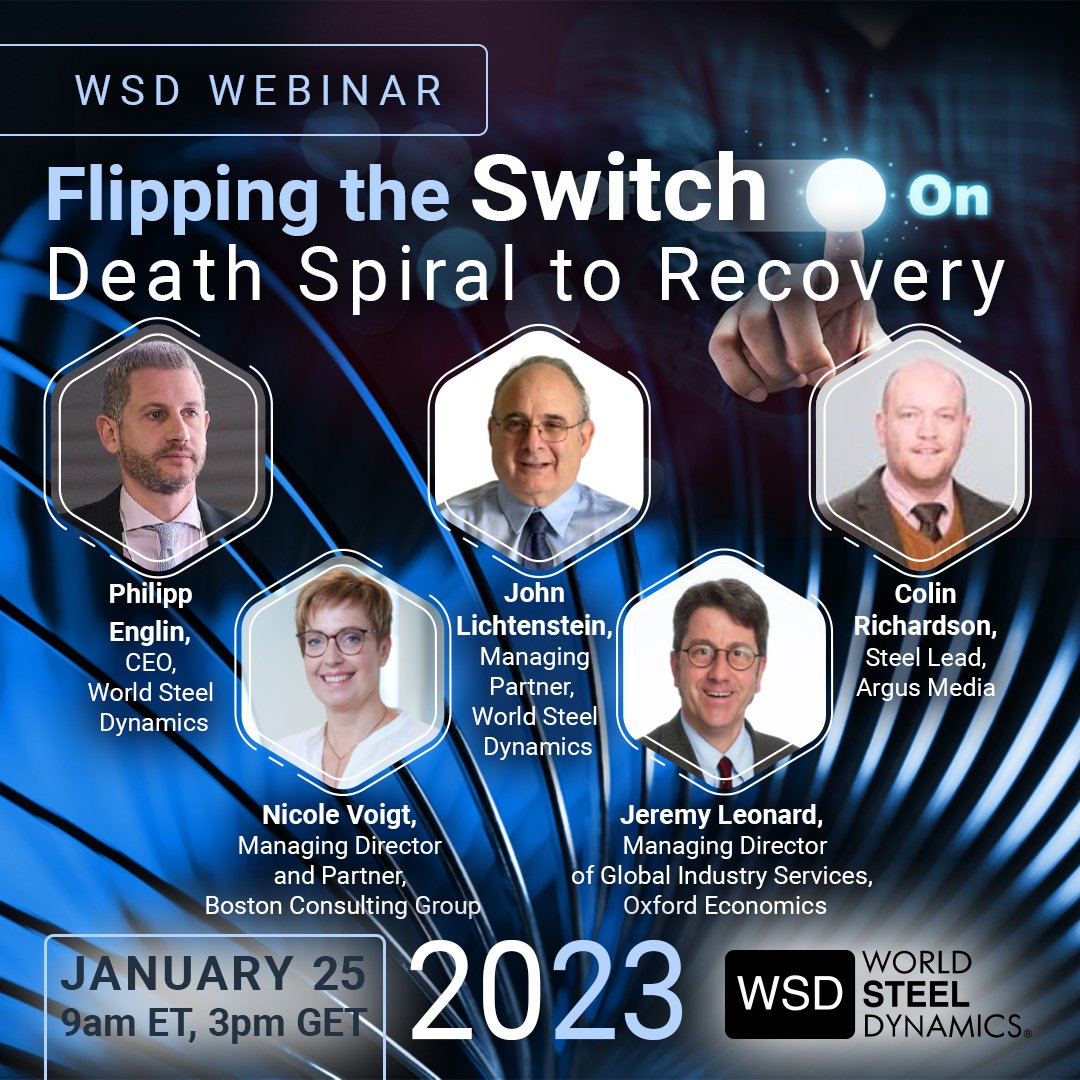 In case you missed WSD’s webinar last January 25th, you can still listen to our stellar presentations.
Register to request access to the webinar on demand: lnkd.in/eX5CMmzx
#steel #steeloutlook #steelforecast #steelwebinar  #BCG #argusmedia #OxfordEconomics #WSD