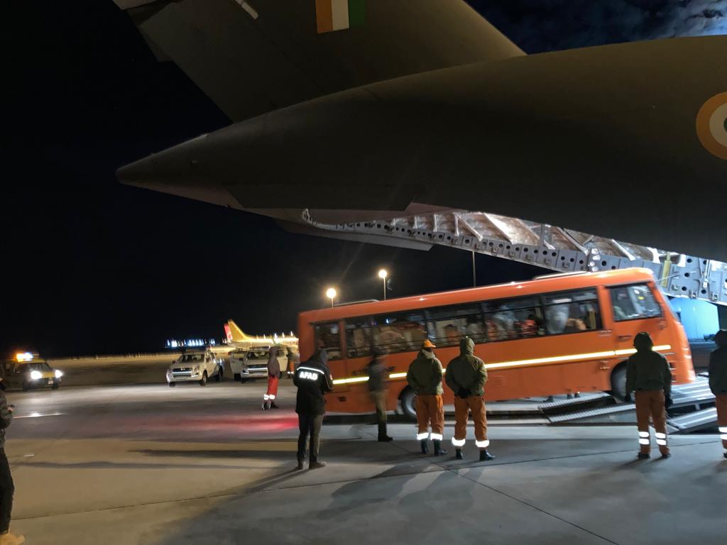 IAF_MCC's tweet photo. As part of the ongoing #OperationDost, the #IAF has been transporting relief material, critical life saving equipment &amp; personnel to #Türkiye &amp; #Syria.

So far, six aircraft have undertaken these round the clock life-saving missions.

@MEAIndia
@adgpi 
@NDRFHQ https://t.co/nur66z8YWn