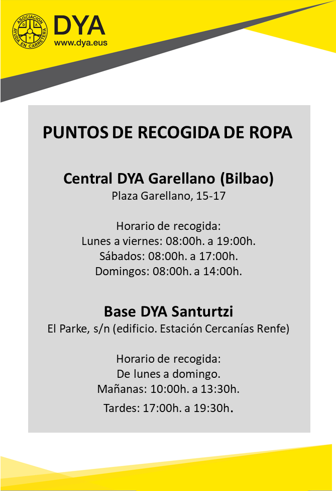 DYABizkaia's tweet photo. La DYA, con la colaboración con la Embajada de Turquía, que se encargará de gestionar el envío, inicia en Bizkaia una campaña de recogida de ropa de abrigo para las víctimas del terremoto.

Los 2 puntos de recogida permanecerán abiertos hasta el domingo 19 de febrero, inclusive. https://t.co/JUrzjaMPxw