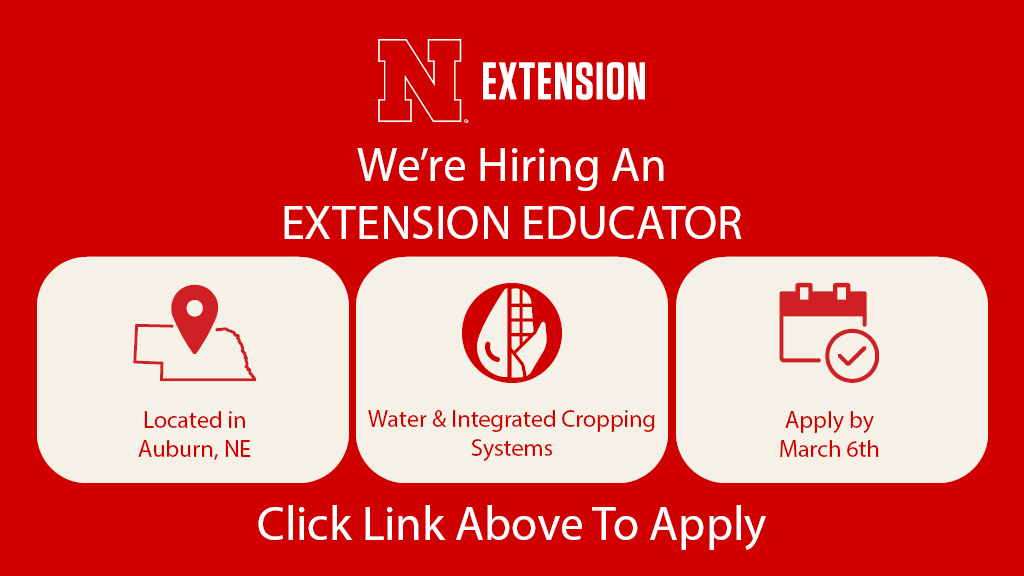 UNLExtension's tweet photo. Nebraska Extension is looking for an extension educator to provide regional leadership (Nemaha County) and develop focused, comprehensive educational programs in rainfed cropping systems.

For more info/to apply, visit: https://t.co/AwnVjVkJkj https://t.co/eeTZ7dOcBx