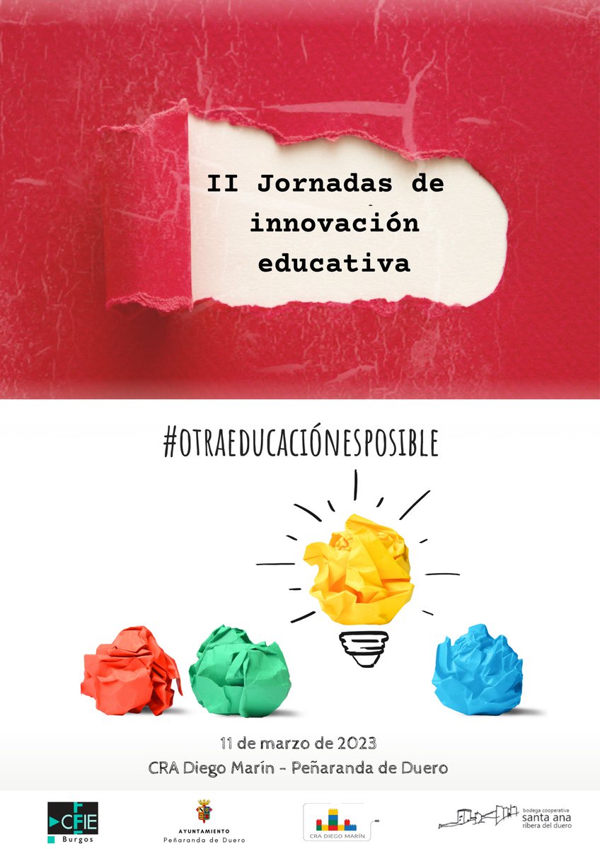 semEFaranda's tweet photo. 💡Hola compañeros y compañeras, Tenemos el placer de presentaros las II Jornadas de innovación educativa de Peñaranda de Duero. Mañana o pasado saldrán las inscripciones en el CFIE de Burgos. ¿Te lo va a perder?💣💥 #OTRAEDUCACIÓNESPOSIBLE💫 https://t.co/2VST59GfVO