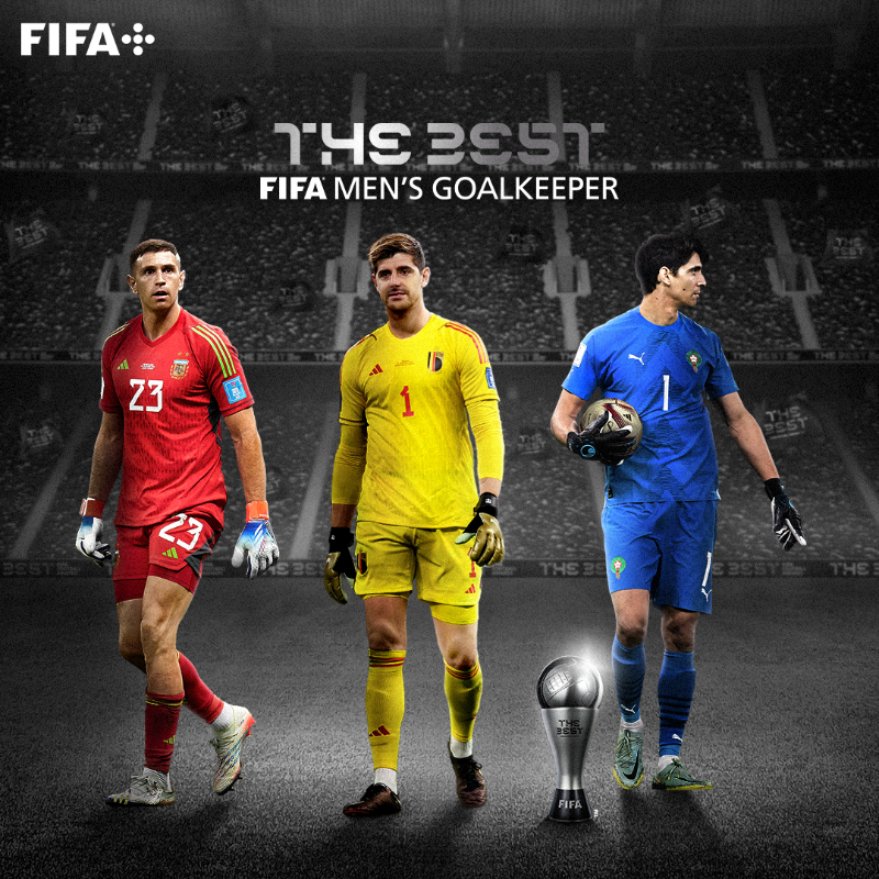 FIFAWorldCup's tweet photo. 🥁 The finalists for #TheBest FIFA Men's Goalkeeper Award are...

🇦🇷 @emimartinezz1 
🇧🇪 @thibautcourtois 
🇲🇦 Yassine Bounou