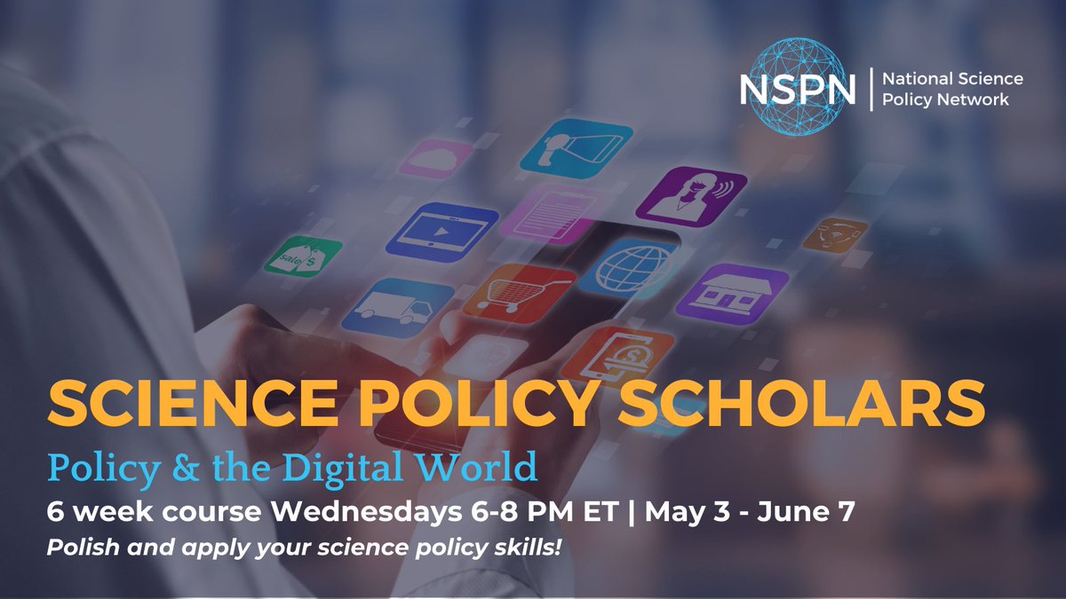 National Science Policy Network (NSPN) (@scipolnetwork) on Twitter photo <a href="/SciPolNetwork/">National Science Policy Network (NSPN)</a>'s #SciPol Scholars-In-Residence applications are open for our Spring 2023 Cohort! Visit our website to learn more about the bootcamp, residency, application process, and more!
Apply by 11:59pm March 5, 2023 to be considered!
âĄď¸ scipolnetwork.org/spsr <a href="/SciPolNetwork/">National Science Policy Network (NSPN)</a>'s #SciPol Scholars-In-Residence applications are open for our Spring 2023 Cohort! Visit our website to learn more about the bootcamp, residency, application process, and more!
Apply by 11:59pm March 5, 2023 to be considered!
âĄď¸ scipolnetwork.org/spsr