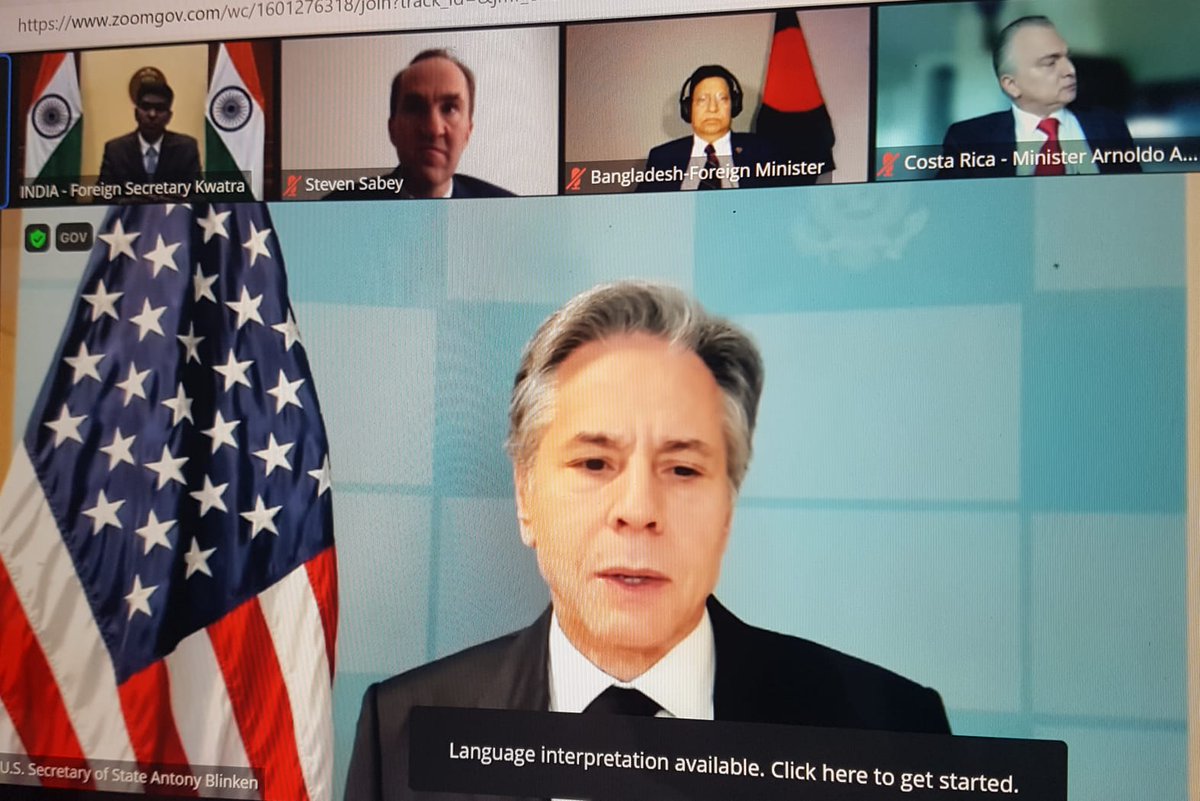 BDMOFA's tweet image. Bangladesh Foreign Minister Dr. A.K. Abdul Momen MP participated in the virtual COVID-19 Global Action Plan (GAP) Foreign Ministerial Meeting convened by the State Secretary of the USA, Antony J. Blinken on 8th February 2023.