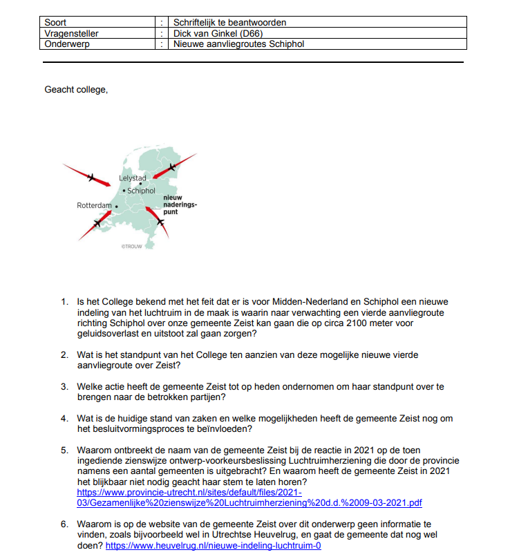Een vierde aanvliegroute voor Schiphol - mogelijkerwijs ook over Zeist - houdt de gemoederen bezig. @d66zeist stelt raadsvragen en heeft er een filmpje over gemaakt, zie onderstaande link 👇

youtube.com/watch?v=4xfMn8…