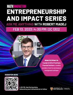 Excited for our CEO and Founder <a href="/RobMadej/">Robert Madej</a> to be speaking next week at @Uwaterloo about his degree in Pure Mathematics and its application in entrenreurship.