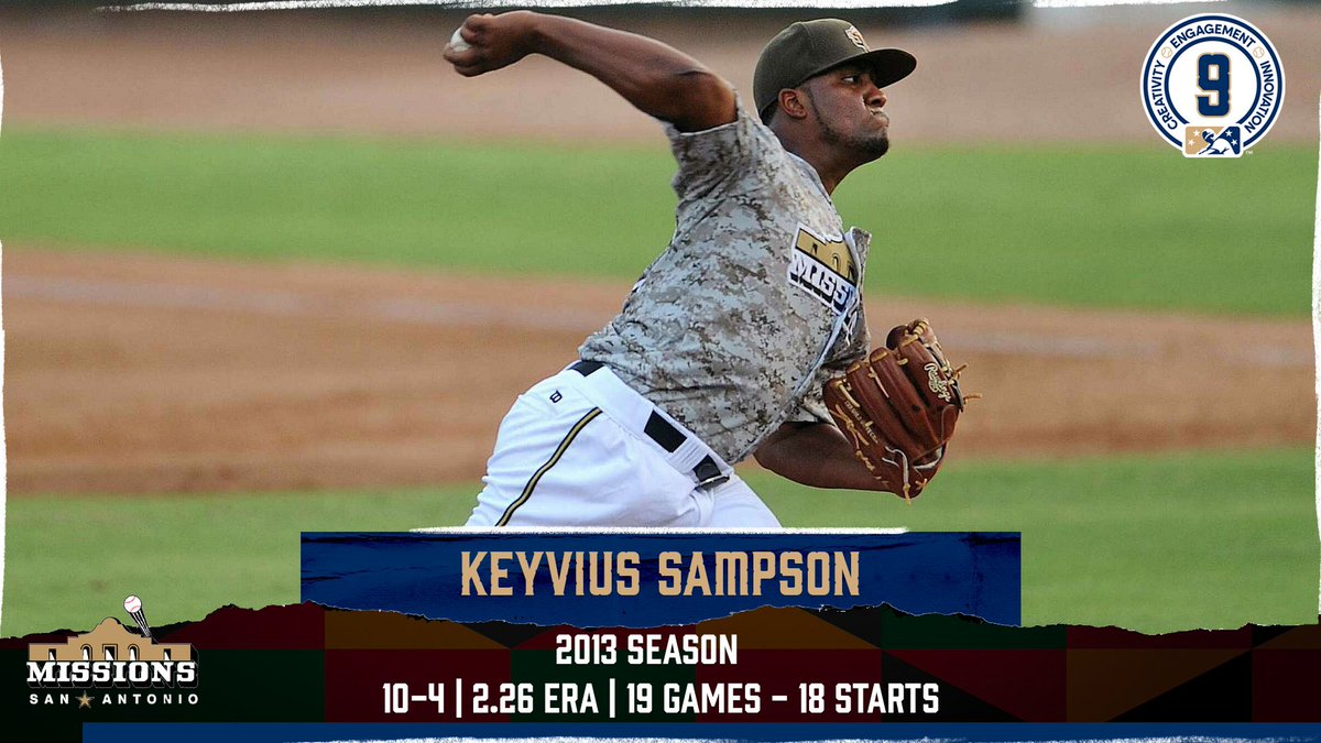 San Antonio Missions Baseball (@missionsmilb) on Twitter photo This week in #BlackHistoryMonth we are highlighting Keyvius Samspon’s 2013 season! <a href="/K_Samp2/">Keyvius Sampson</a> went 10-4 with a 2.26 ERA in 19 games. Since 2005 his 44 strikeouts in the month of July are the most by a Missions pitcher. He was a post-season All-Star following his performance! This week in #BlackHistoryMonth we are highlighting Keyvius Samspon’s 2013 season! <a href="/K_Samp2/">Keyvius Sampson</a> went 10-4 with a 2.26 ERA in 19 games. Since 2005 his 44 strikeouts in the month of July are the most by a Missions pitcher. He was a post-season All-Star following his performance!