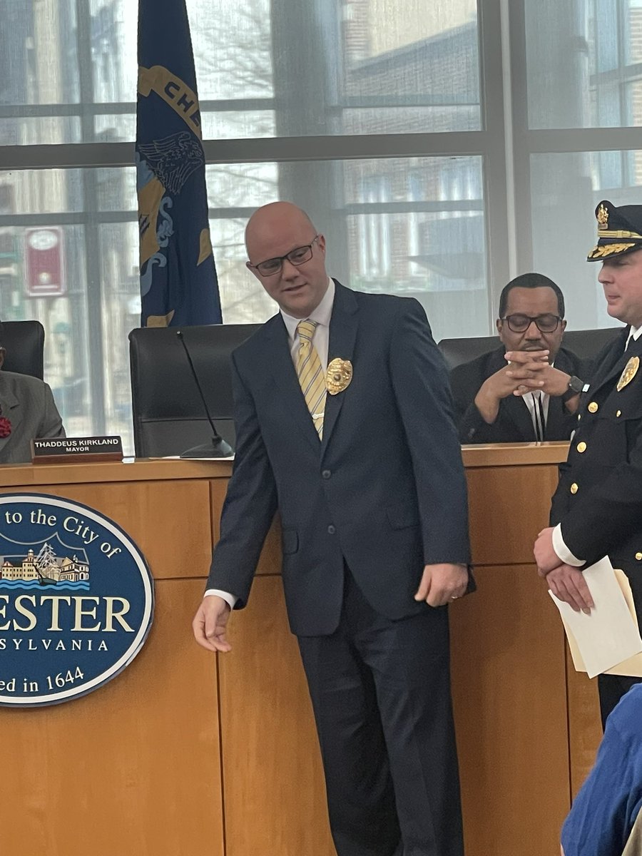 ChesterCityFire's tweet photo. Congratulations to our friends from the City of Chester Police Department that were promoted today to the rank of Captain. Pictured below is Captain Bill Carey and Captain Josh Dewees. Good luck and stay safe! https://t.co/JEupptVqsF