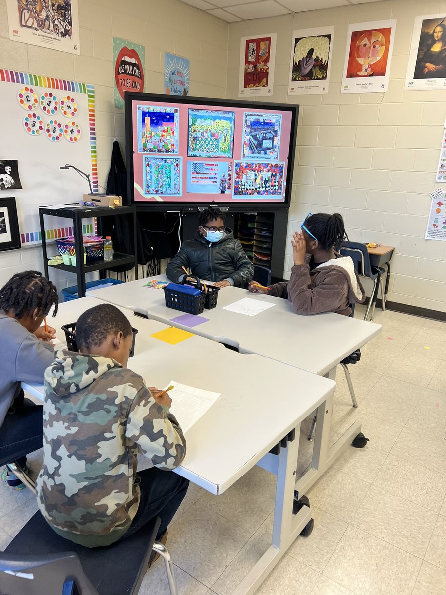 4th grade is writing about their favorite memory or a dream they have inspired by Ringgold’s quilts. I can’t wait to see their stories come to life in next week’s paintings! #BlackHistoryMonth  #faithringgold #BLACKARTIST <a href="/LVESCHOOL/">Livingston Elem (LVES)</a>