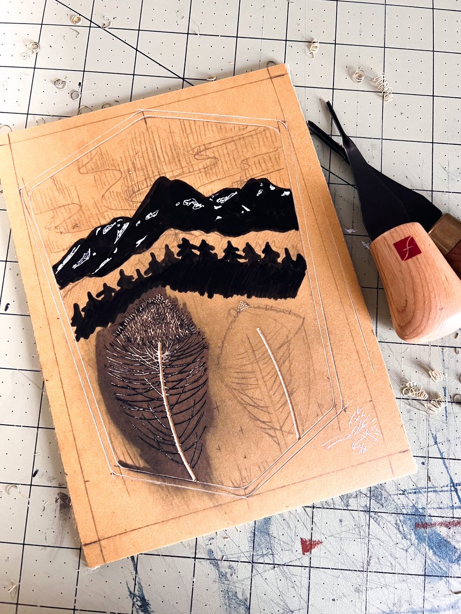 amyprints_'s tweet photo. First block of 2023 🌄 #linocut #printmaking #glaciernationalpark https://t.co/76OCOaKwzo
