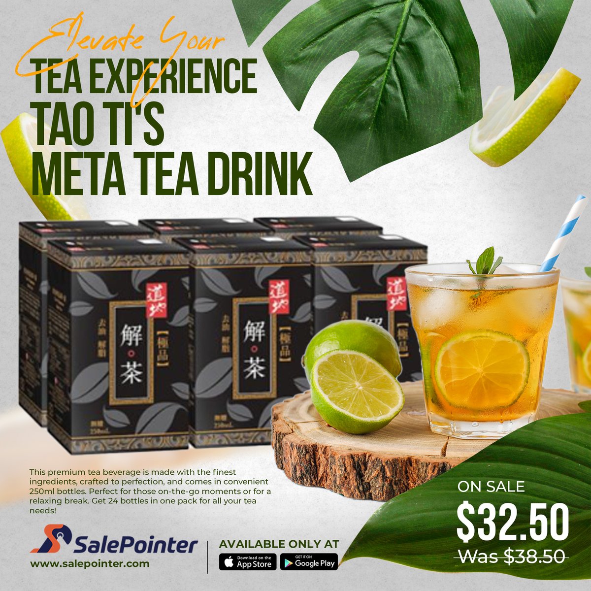 SalePointer's tweet photo. Tea time just got even better! Stock up on Tao Ti: Supreme Meta Tea Drink during our limited-time sale. 24 bottles of premium tea goodness in one pack, now at a discounted price. Don't miss out on this tea-riffic deal! 
#TaoTiTea #SupremeMetaTea #TeaLover #TeaTime #SaleAlert https://t.co/9LWQZbd4ym