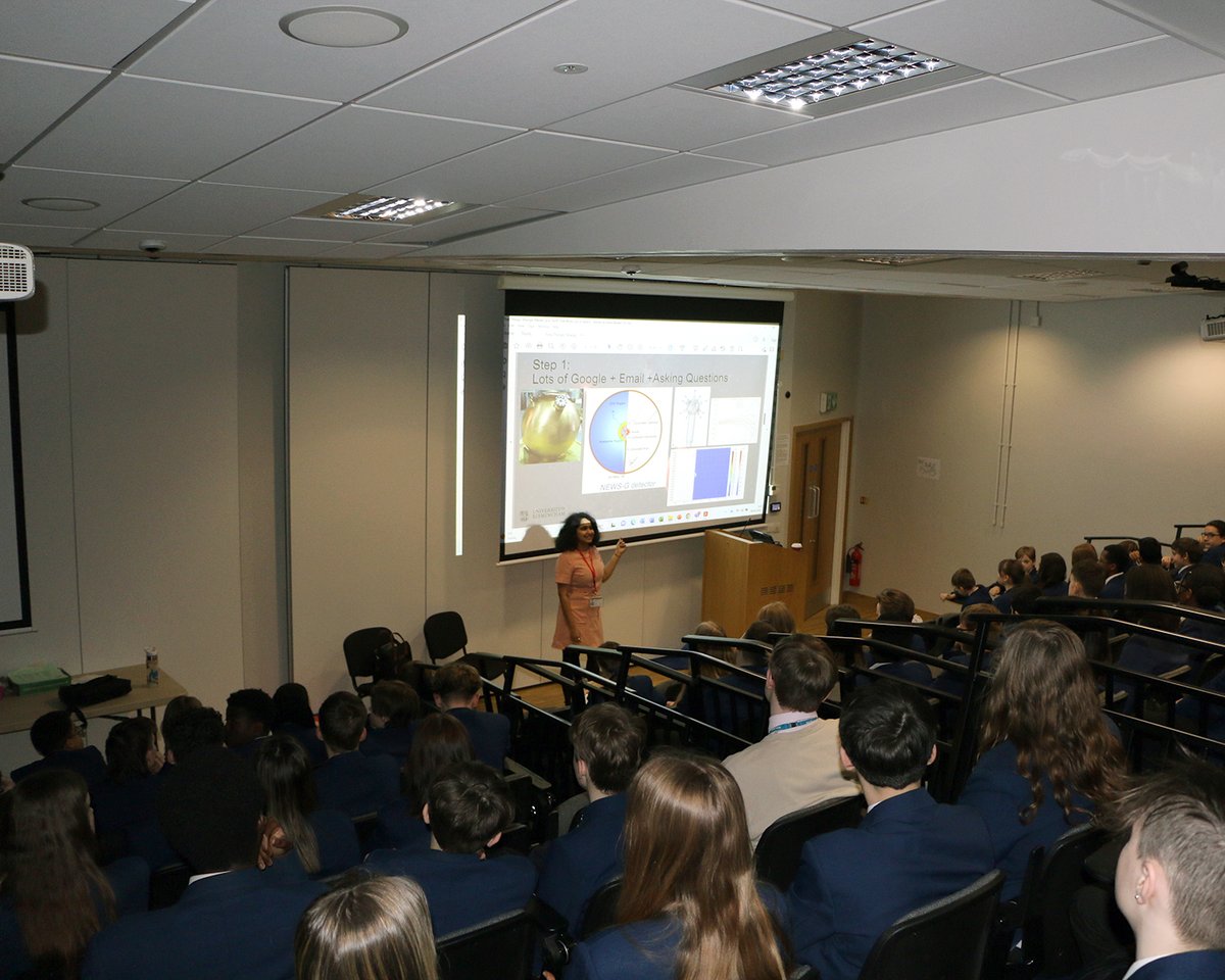 NA_NucleusSTEM's tweet photo. Northampton Academy Nucleus STEM Lecture Series was pleased to welcome Anwesha Sahu from the University of Birmingham, who presented to students about 'Astronomy and Particle'. Thanks go to Anwesha for her time.
@northacad #STEM #NucleusSTEM #STEMlectures #northamptonacademy https://t.co/7Mh88ZcEfP