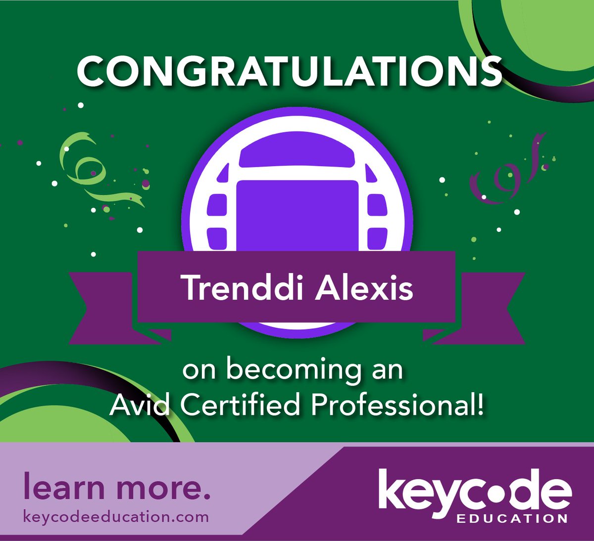 KeyCodeEducate's tweet photo. #Kudos to @Trenzilla_  on becoming an @Avid  #Certified #Professional!  He is now industry-recognized with having advanced #MediaComposer! 

#MediaIndustry #PostProduction #Education #ACP

#avid #avidcertifieduser #avidcertifiedprofessional #keycodeeducation #keycodemedia https://t.co/HfLWKEzWss