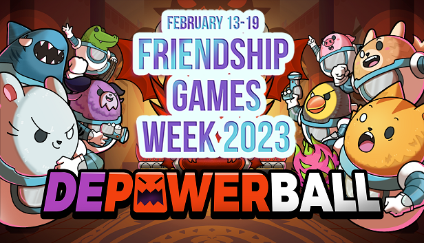 Looking to make some new friends (or get rid of some old ones)? 

The DEPOWERBALL demo will be playable during #FriendshipGamesWeek on Steam from Feb. 13-19. Don't miss it! store.steampowered.com/app/1175660/De… #indiedev #gamedev #SteamNextFest
