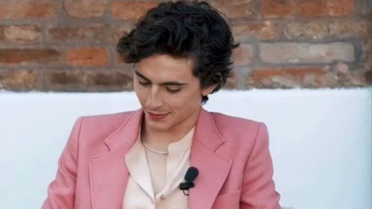 kylieversac's tweet photo. cause of death: timothée chalamet in pink https://t.co/G1M9kIDloj