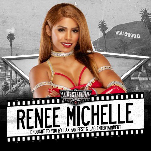 LAG_EntGroup's tweet photo. Another Major announcement for @wrestlecon 

We would like to welcome the beautiful Renee Michelle ! She will be appearing all sessions @1ReneeMichelle 

March 31st 
Session 1: Fri 9am-2pm
Session 2 : Fri 3pm – 5pm

April 1st 
Session 3: Sat 9am-2pm

April 2nd
Session 4: 9am -2pm https://t.co/CMsxeBQSKU