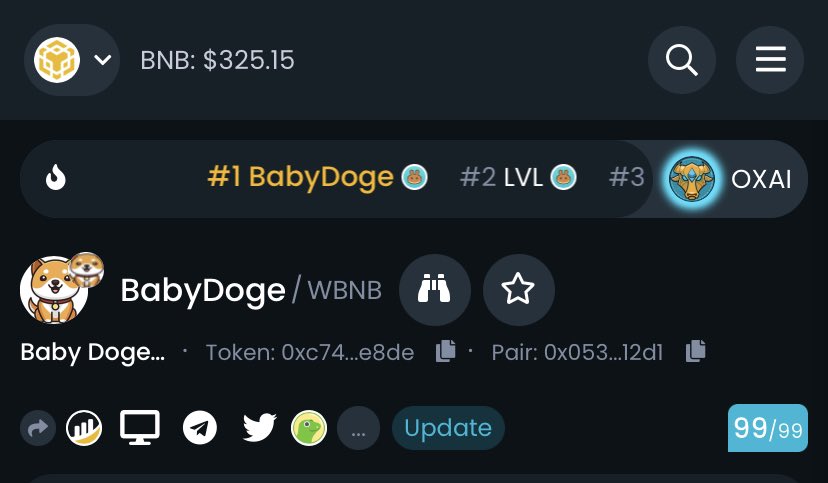 BabyDoge's tweet photo. Trending #1 on Dextools #BabyDoge 

https://t.co/nIc6zUMEyB https://t.co/x4EUCaYpoc
