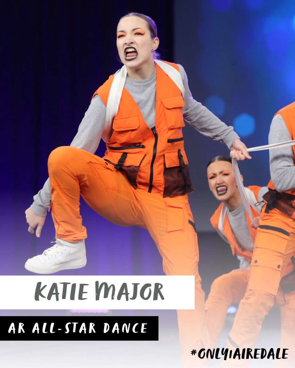 Sending a big congratulations to our senior captain Katie Major for being selected for AR All-Star Dance! Katie will have the opportunity to perform and represent Alma for the All-Star football &amp; basketball games this summer! 🧡 #only1airedale