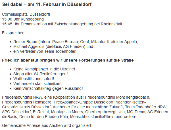 QRDwatchAC's tweet photo. Die #Aachen|er KRAZ, ehemals bekannt als kritische Aachener Zeitung, bewirbt nun auch eine Demo in Düsseldorf #dus1102.

Dort soll unter anderem jemand von "Team Todenhöfer" sprechen, dessen NRW Verband, neben den "Aachener für eine menschliche Zukunft" am Aufruf mitmacht. https://t.co/xrNB1n5P76