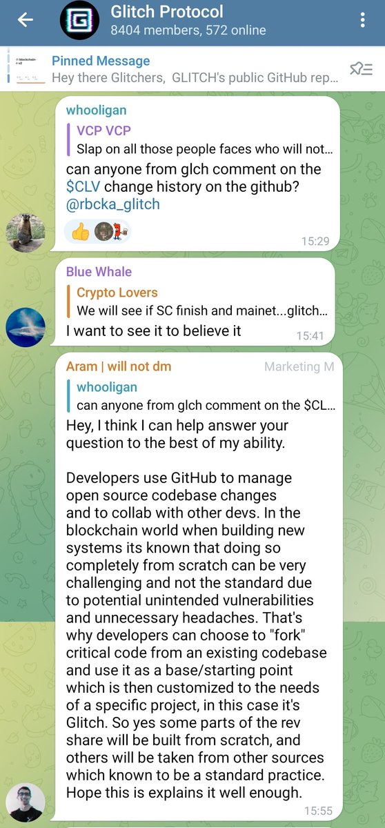 aUselessChris's tweet image. Open source is fine, but usually you don't try to delete all traces of the original creators, right @acatlink?
How about having #GlitchProtocol give $CLV some credit for doing the actual work for you? At the very least you don't erase them from the readme.

$GLCH #GLCH