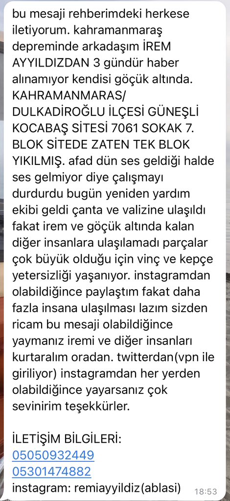 Berkaymrt's tweet photo. #iremayyıldız #deprem #AFAD #acildeprem LÜTFEN YARDIM EDİN https://t.co/uF6twMpqoo
