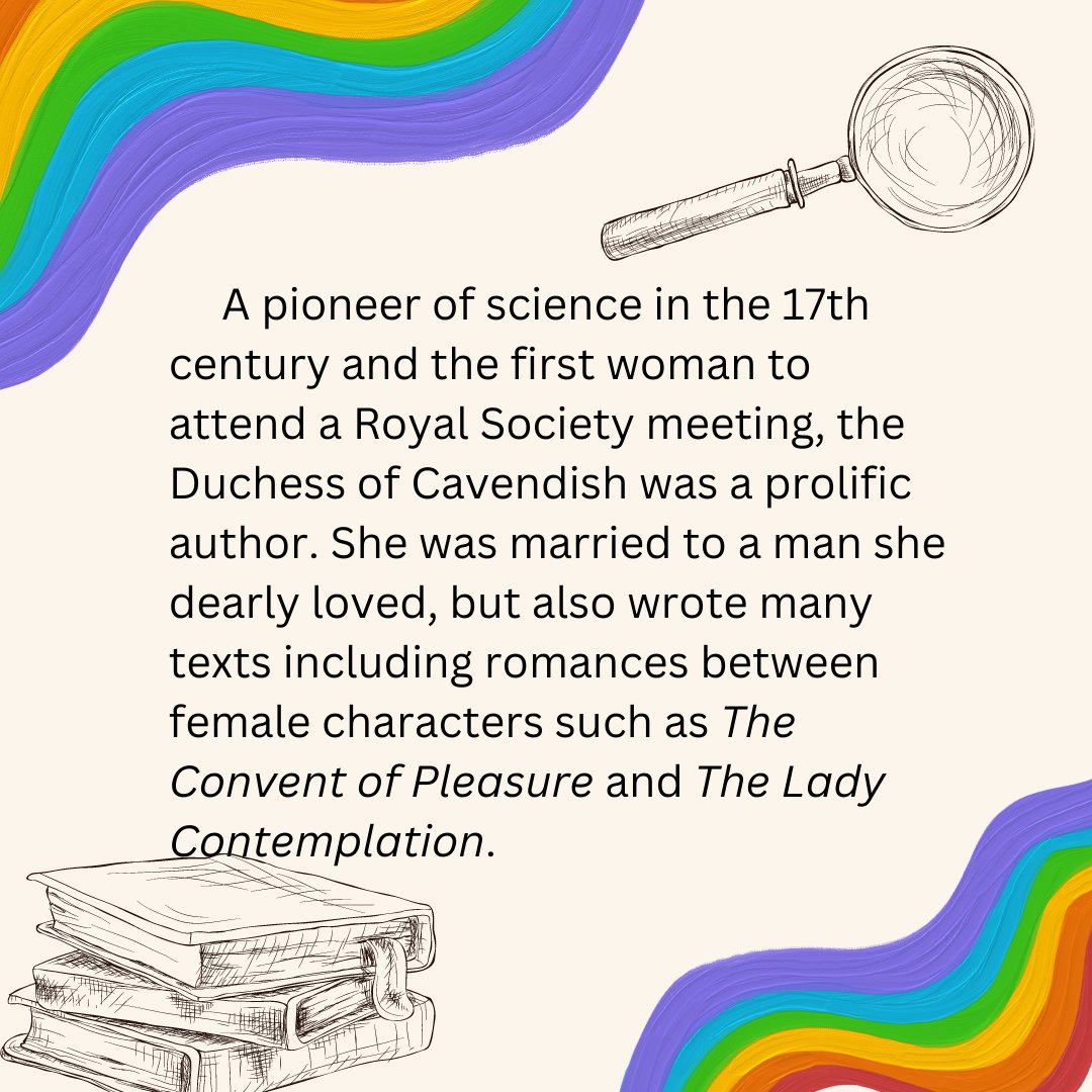 StAndrewsHist's tweet photo. Throughout #LGBTHistoryMonth we’ll be sharing some historical #LGBTIcons. Margaret Cavendish was a 17th-century scientific pioneer and author who wrote about romances between female characters for example in the plays  'The Convent of Pleasure' and 'The Lady Contemplation' https://t.co/Q9ETw6OWMb