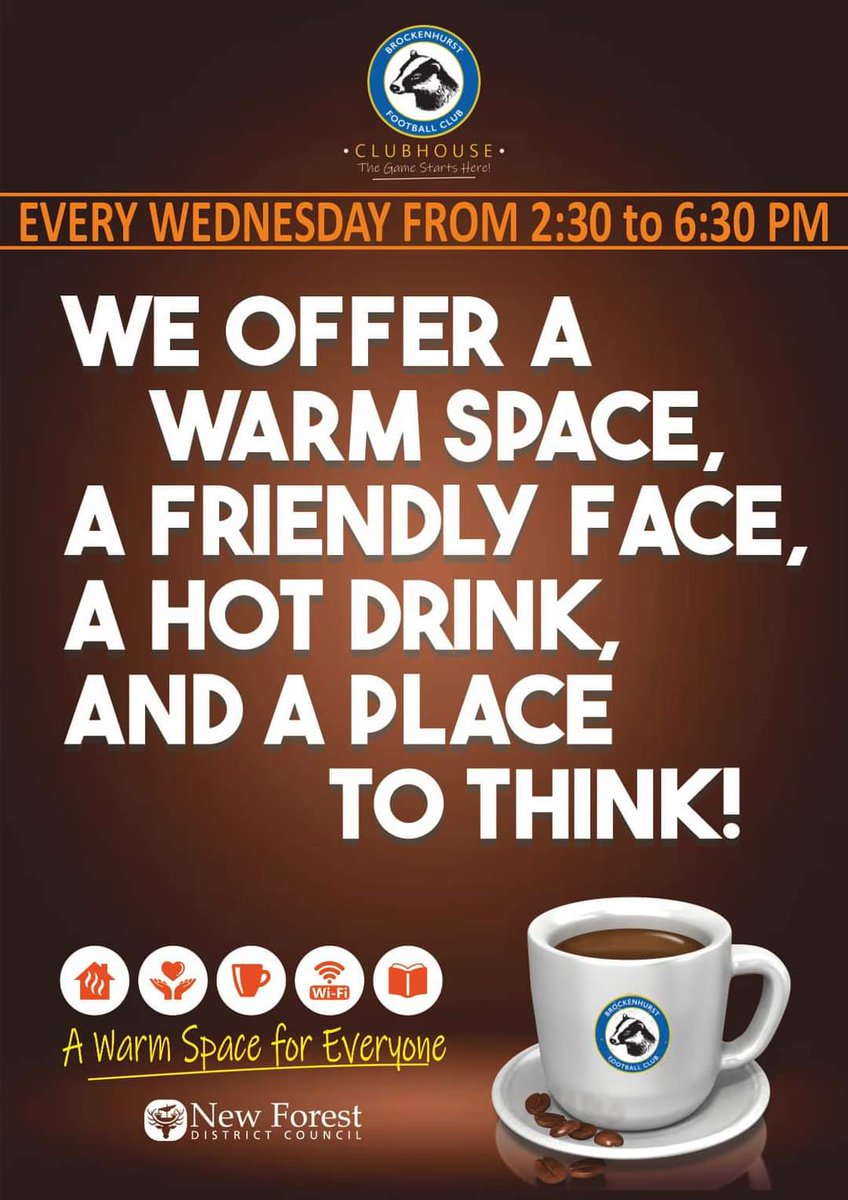 Brock_FC's tweet photo. WARM SPACE FOR EVERYONE

Every Wednesday from 2.30pm until 6.30pm in the Clubhouse we are offering a warm space for anyone who needs a friendly face, a hot drink or a place to think

Please come and make some new friends along the way

Please share and spread the word https://t.co/0ftyhRRAmY