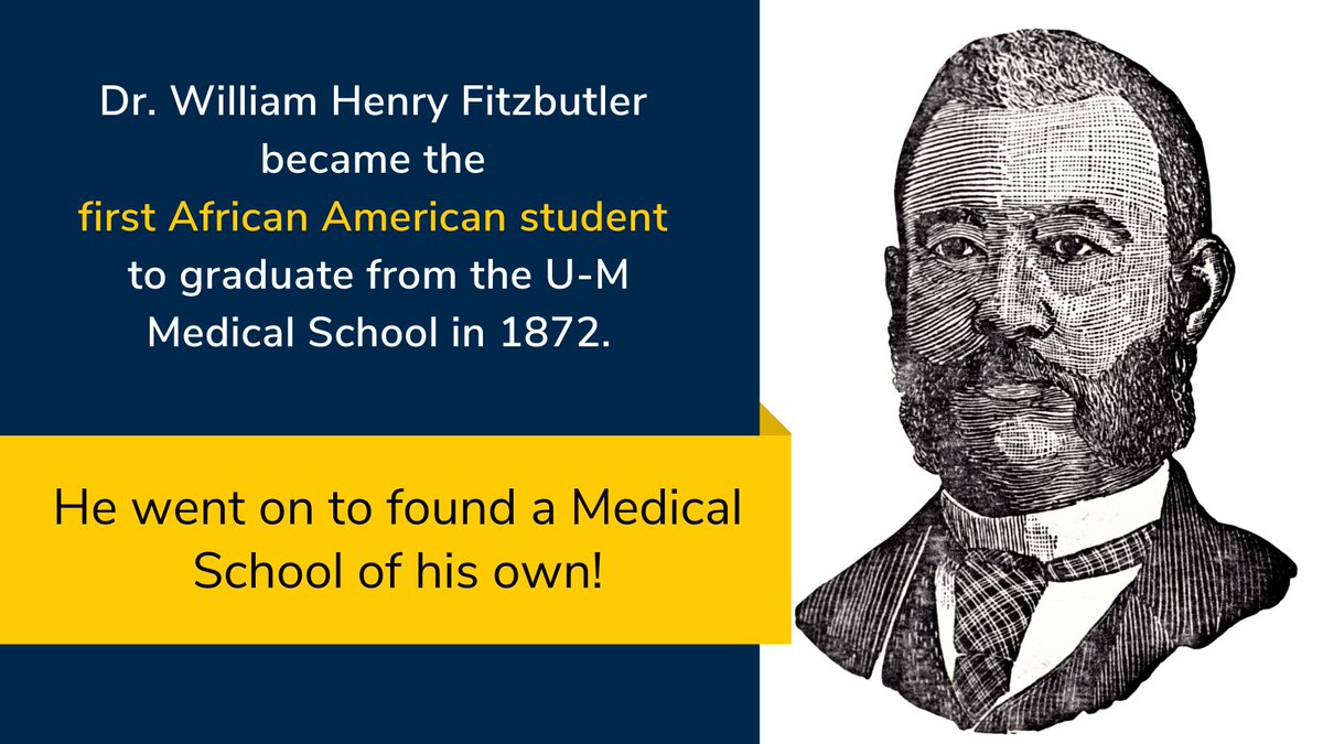 umichBentley's tweet photo. Dr. William Henry Fitzbutler’s family reached freedom via the Underground Railroad, and in 1872 he became the first African American student to graduate from U-M’s Medical School. He was a humanitarian, doctor, educator, &amp; advocate! #BlackHistoryMonth 📸: BMC Media records https://t.co/cTXJ6aT9lw