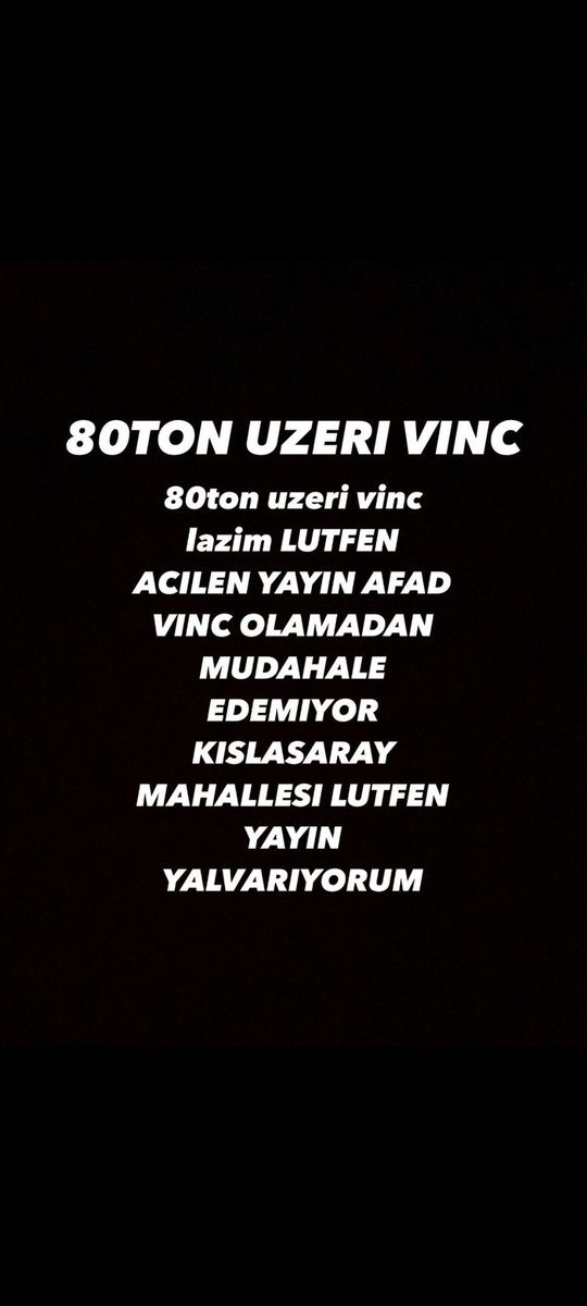 aygnsnk7's tweet photo. Ĺütfen yardım edin #RecepTayyipErdogan  #ShowTv  #babalatv #HalukLevent #Hatay  #hataydeprem @haluklevent  @BabalaTv @OguzhanUgur @vekilince @barisatay https://t.co/XMZ7VzqKc8
