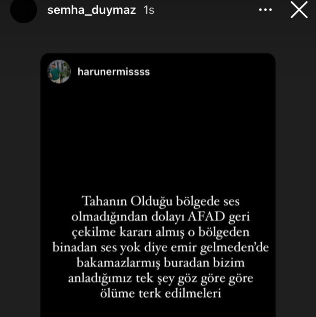 1YeraltiSakini's tweet photo. Taha Duymaz'ın ablasının dediğine göre o bölgede afad ses olmadığı için bölgeden çekilme kararı almış, ama sabah sesin geldiğini söylemiştiler. Belki bayılmış vb. olabilirler ses veremiyor olabilirler. Lütfen acil paylaşalım https://t.co/KXPUpgE4Qr