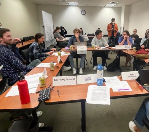 AustenParrish's tweet photo. Students complete negotiations for chemical weapons ban treaty in Prof. Menkel-Meadow’s International  Dispute resolution course.  @CMenkelMeadow https://t.co/YGucTuXMiB