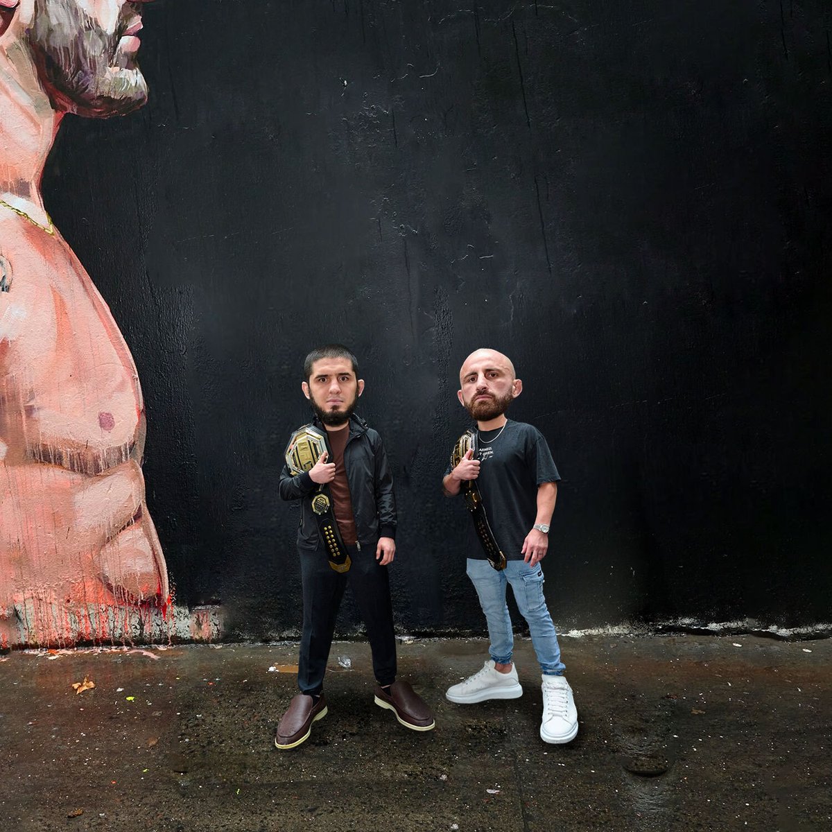 Sanabul's tweet photo. Honey... I shrunk Saturday night's Main Event! With #1 PFP status on the line, who overcomes the pressure and challenge of the man in front of them this weekend? #IslamVolk #UFC284 #TinyFighter https://t.co/IoLsPJqKpX