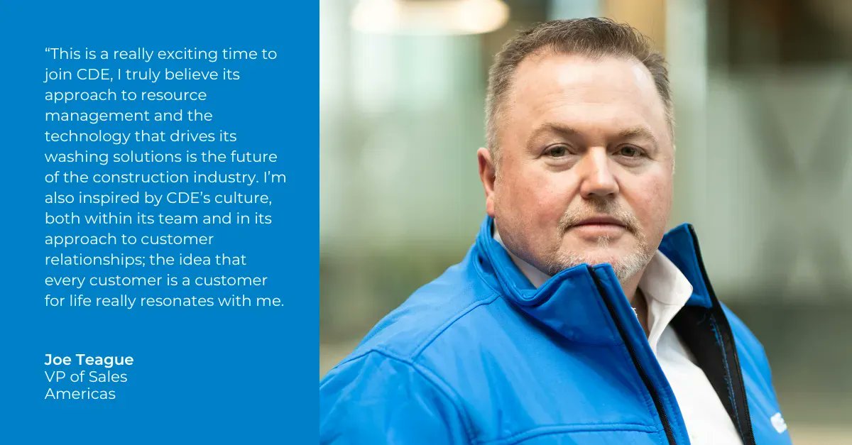 cdegroup's tweet image. We're delighted to welcome our new VP of Sales for the Americas, Joe Teague. 

Joe will be attending @conexpoconagg next month on booth C30269 so be sure to stop by and say hello!

Learn more buff.ly/3jEVBW4

#RecyclingRocks #WashingWorks #DirtToDollars #CONEXPOCONAGG
